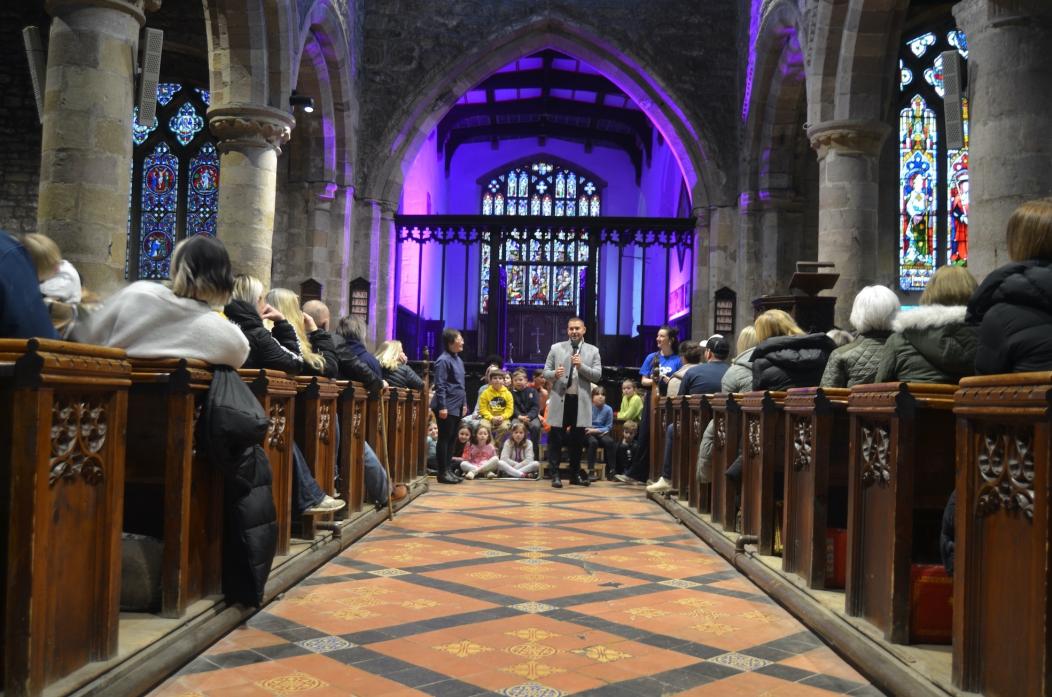 ON SONG: Headteacher Steve Whelerton welcomed parents and friends to the free “pop” concert at St Mary’s Church             TM pic