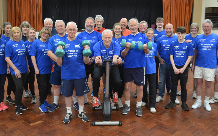 Tom has no plans to stop after  50 years of running keep fit class