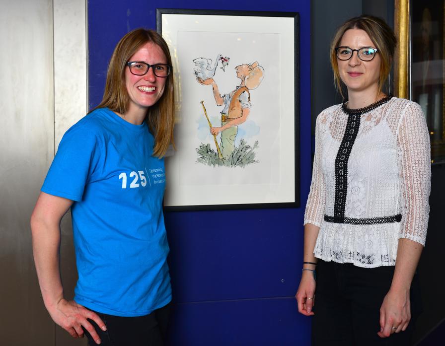 PICTURE TO TREASURE: Amy Bainbridge and Catherine Dickinson with the painting produced specially for the The Bowes Museum by illustrator Quentin Blake