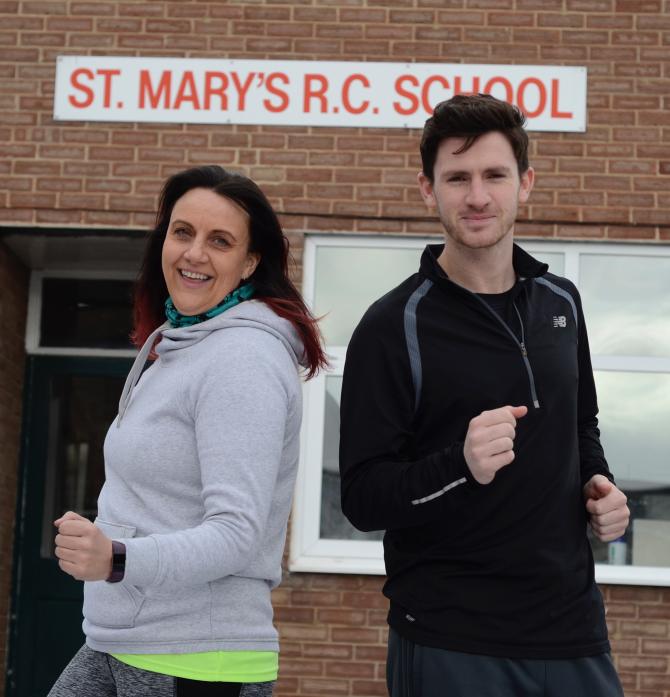 IN TRAINING: Tracey Tallentire and Alex Dougall, from St Mary’s Primary School, in Barnard Castle are looking to raise £2,000 for their school