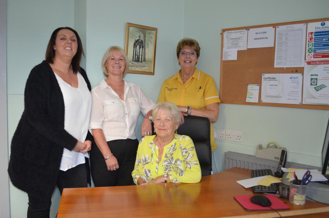 THEY’VE DONE IT AGAIN:  Middleton Care Ltd’s managing director Yvonne Metcalfe, far right,  with human resources administrator Louise Metcalfe, office manager Denise Coll and retired senior carer Joan Lee-Shield						            TM pic