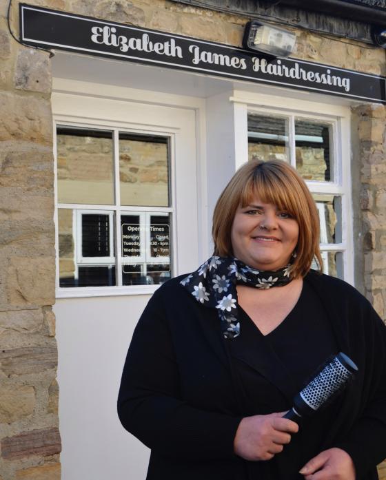 DREAM COME TRUE: Nic Gaskin outside her new hair salon – Elizabeth James Hairdressing                     TM pic