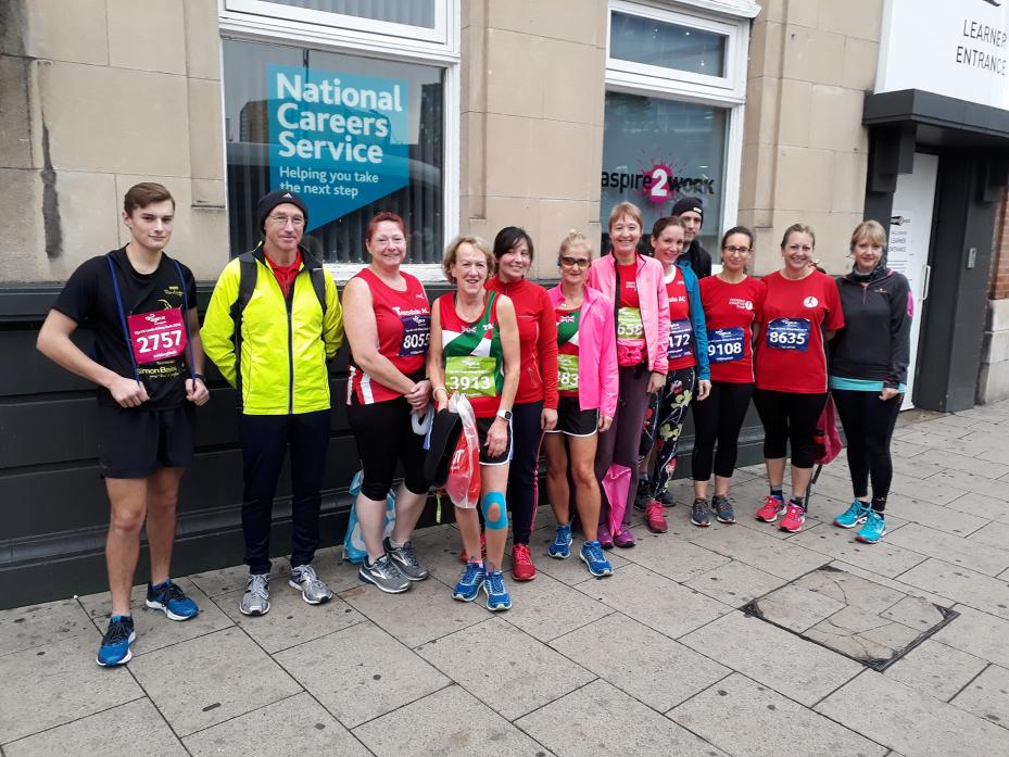 DASH AROUND TOWN: The Teesdale AC contingent which took part in the Leeds Abbey Dash 10k run on Sunday. Alan Bray, second left, was first home for the club