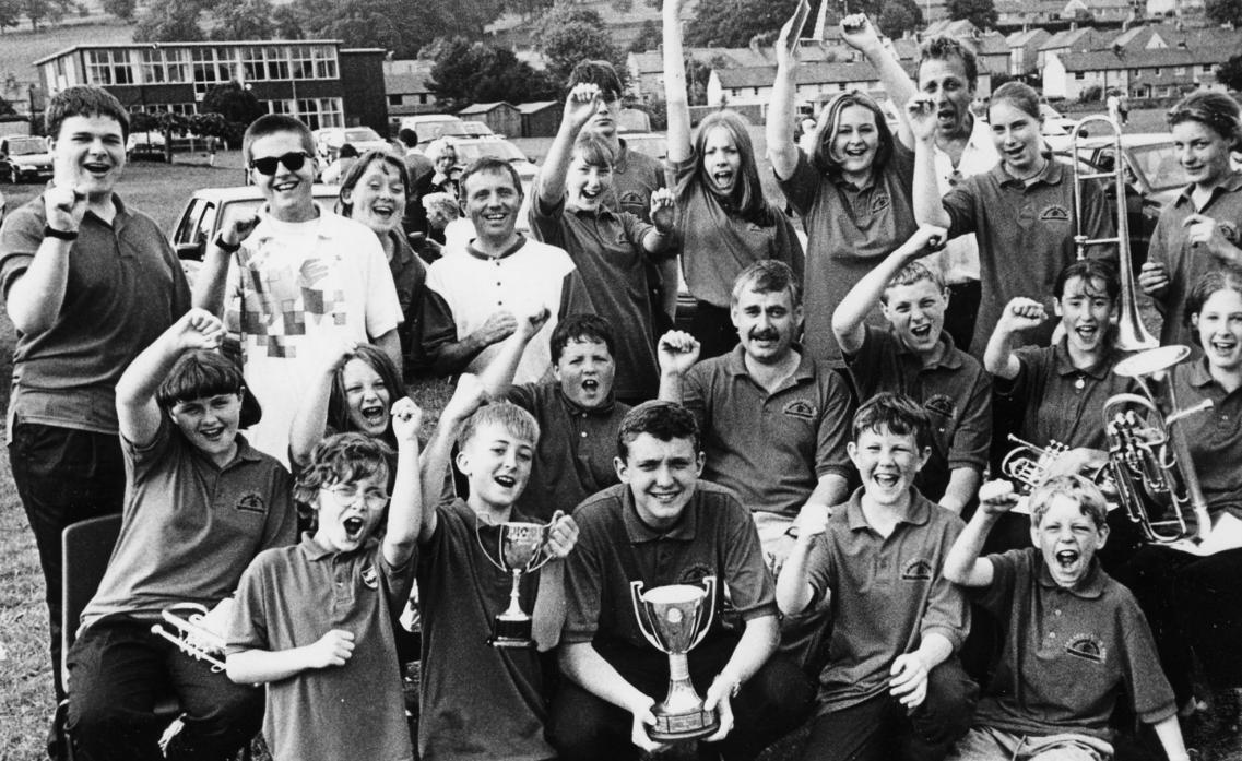 CELEBRATING: Barnard Castle Youth Band, who won trophies in 1997