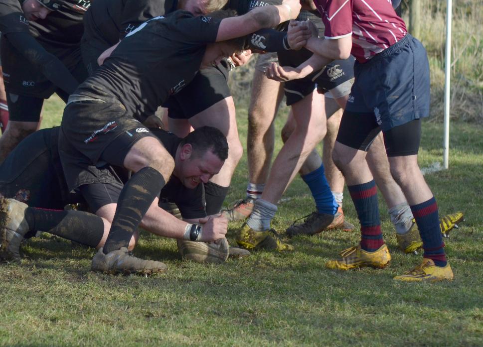 TOUCH DOWN: John McGrath scores for Barney II in the game against Medicals II at the Demesnes on Saturday