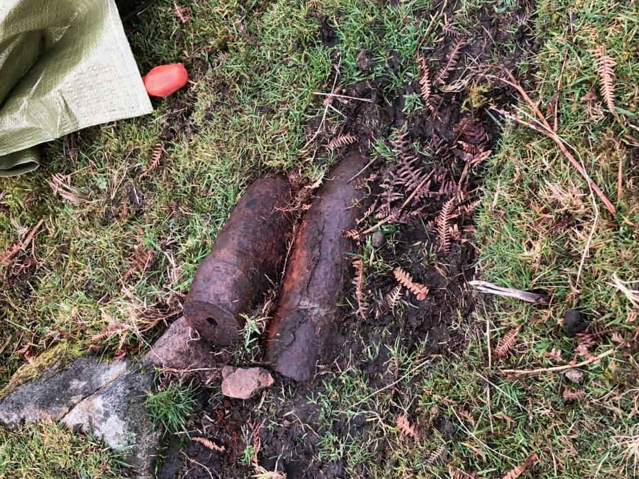 WAR RELIC: The shells found near Middleton-in-Teesdale last week