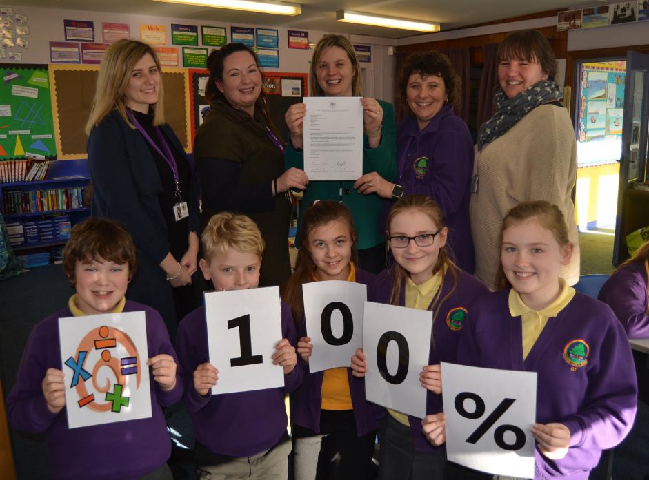 MP PRAISE: Staff and pupils at Ingleton School were delighted to receive a letter of praise for achieving 100 per cent in maths assessments from the education secretary, Damian Hinds MP.