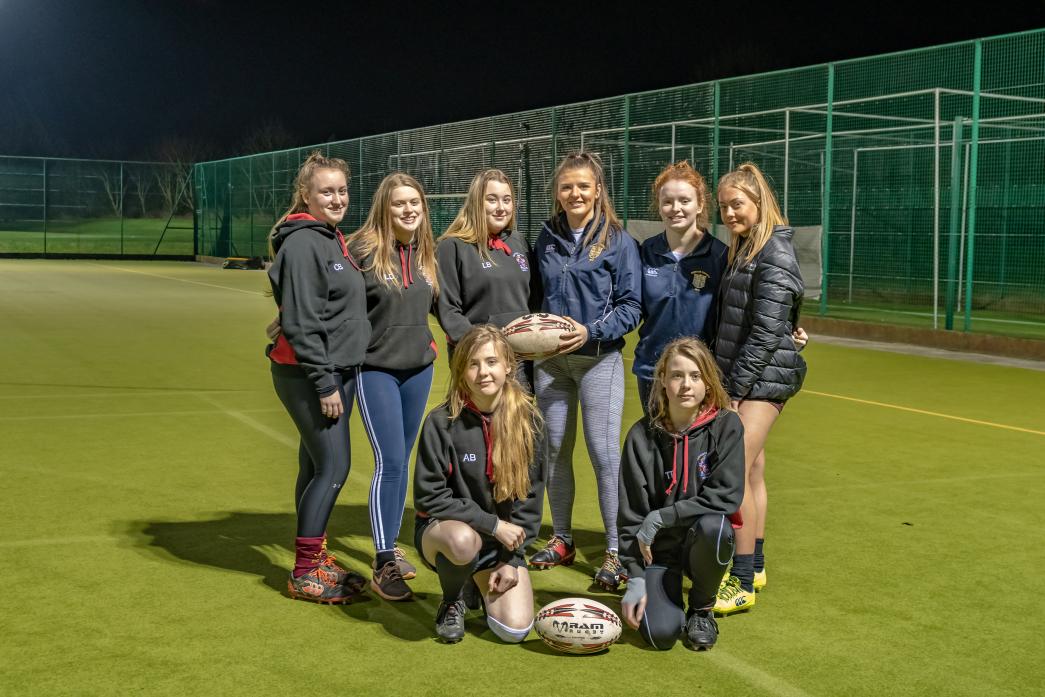 COUNTY CALL UP: Members of the Barnard Castle RUFC Gatorz, selected for Durham County U15 and U18 squads. Back row from left are Catherine Batty, Sophie Davis, Lily Beckley, Evie Peacock, Eden Button and Josie Croom. Kneeling at the front are Alisha Bell