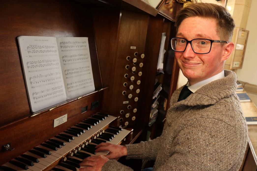 RIGHT NOTE: Richard Dawson, Barnard Castle School’s new director of music, at the school’s 1860s chapel organ