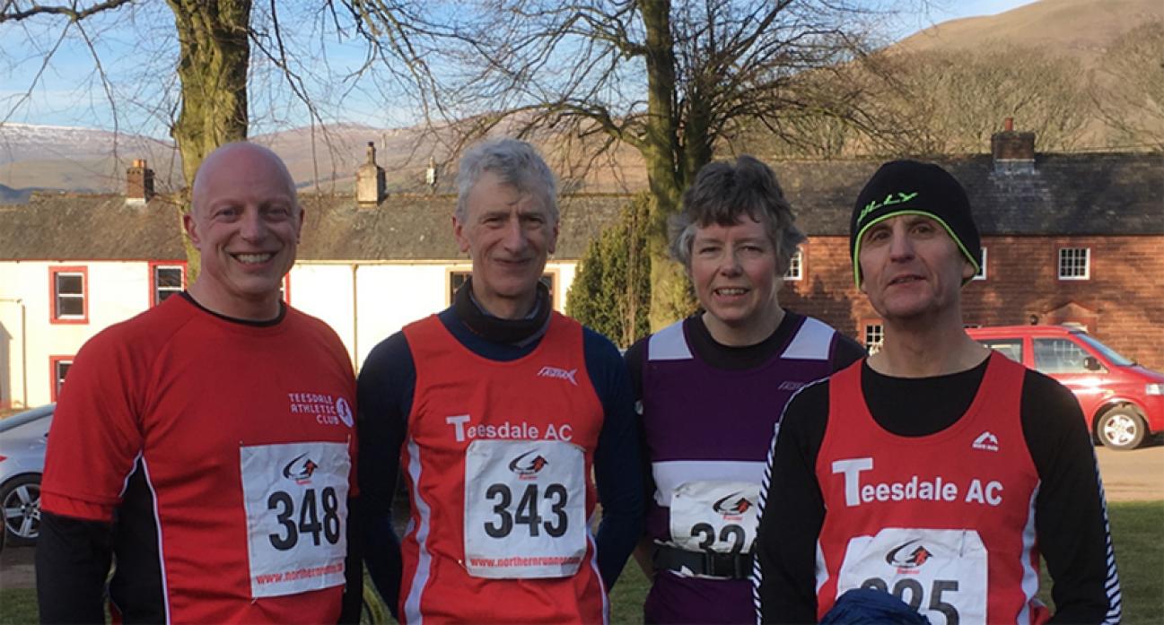 POPULAR: Steve Moss, Pete Wilcox, Denise Tunstall and Sean Williams took part in the increasingly popular High Cup Nick fell race from Dufton