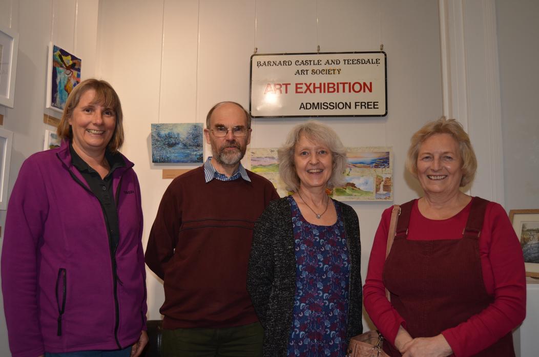ON SHOW: Barnard Castle and Teesdale Art Society members Suzanne Williams, Alan Coustick, Jill Hedley and Christine Hartas enjoyed welcoming guests to a preview of their 2019 exhibition