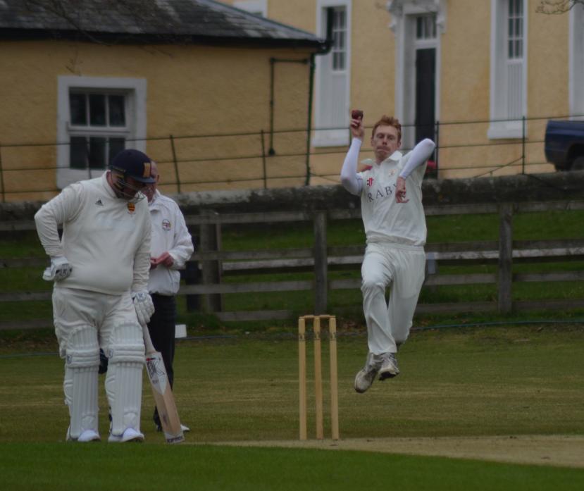 BOWLED OVER: Barton CC's Andy Ryan in action for Sir Ian Botham's XI