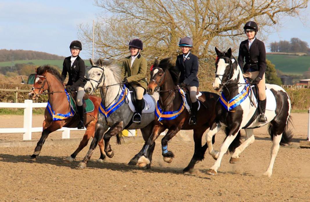 The British Riding Clubs Winter Junior 80 champions – Lia Broomfield, Samantha Morgan, Harriet Hodgson and Ella Gibson