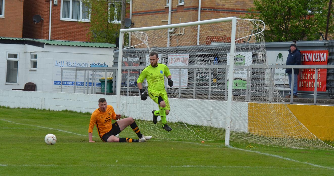 ON THE HOP: Bowes FC keeper James Woodhead made a string of excellent saves to keep Shildon at bay
