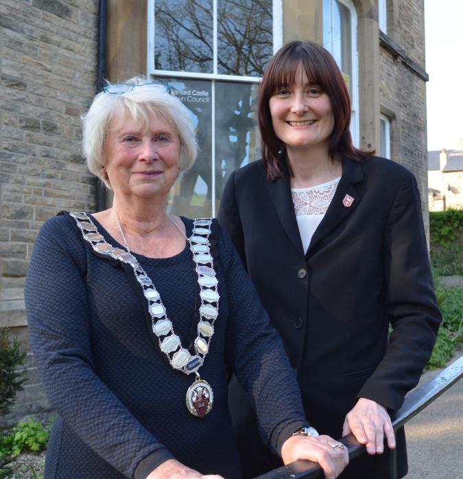 WELCOME ABOARD: Barnard Castle mayor Cllr Sandra Moorhouse with newly-co-opted member Cllr Louise Finlay