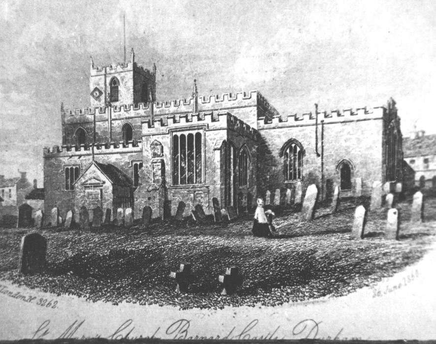 PLACE OF WORSHIP: A historic print of St Mary’s in Barnard Castle in the 19th century