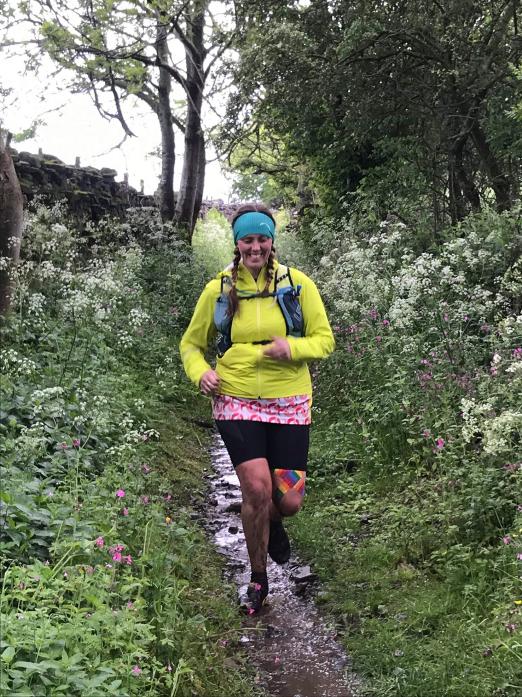ON THE RUN: Teesdale AC athlete Emma Ford, who tackled the Swaledale Marathon, from Reeth, to raise cash and awareness of Endometriosis UK