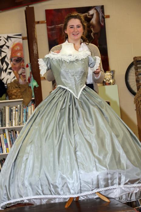 STUNNING: Barnard Castle School Art and Design student Rebecca Collinson, with her Scarlett O’Hara dress, which will form part of a sixth form exhibition at The Witham