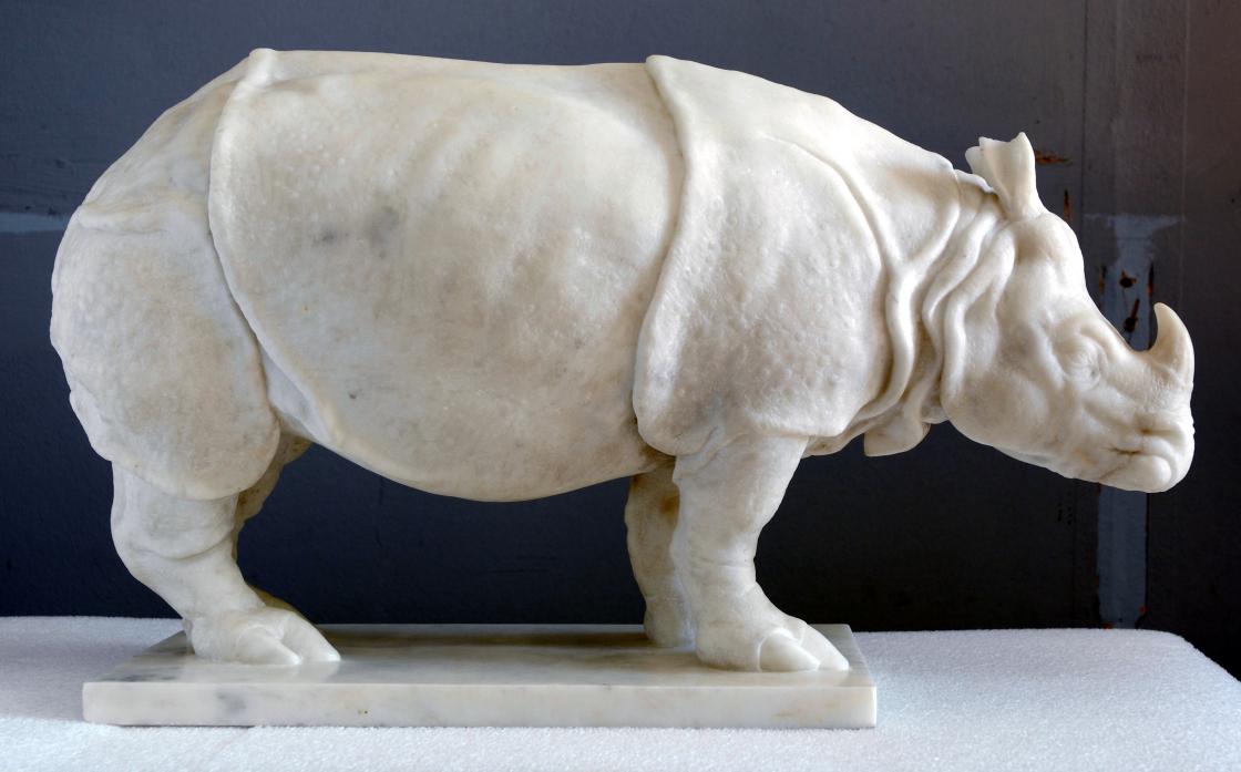 ANIMAL ART: The marble statue of Clara the rhinoceros                                     Picture: The Bowes Museum