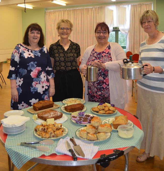 TASTY TREATS: Volunteers at Startforth’s new community cafe Jeanette Brown, Michele Crichton, Liz Franklin and Sue Brooks brewing up for a busy morning