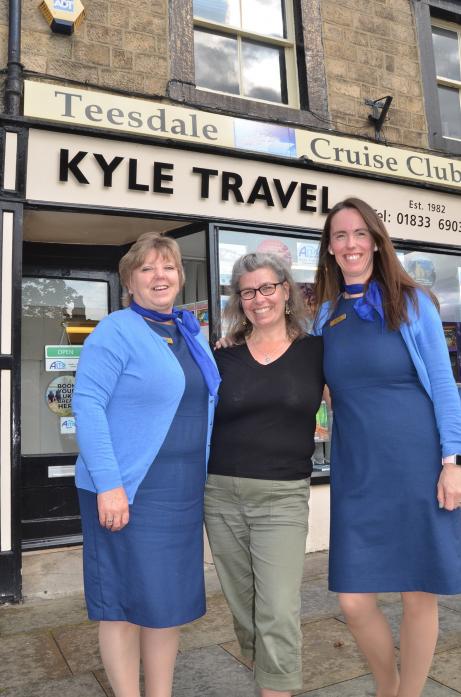 WORKING TOGETHER: Andrea Hobbs, of Teesdale Day Clubs, with Kyle Travel’s Carol Hunter and Olivia Buchanan