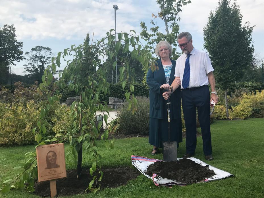 NOT FORGOTTEN: Anna Kelton’s parents, Dorothy and Anthony, next to the cherry tree