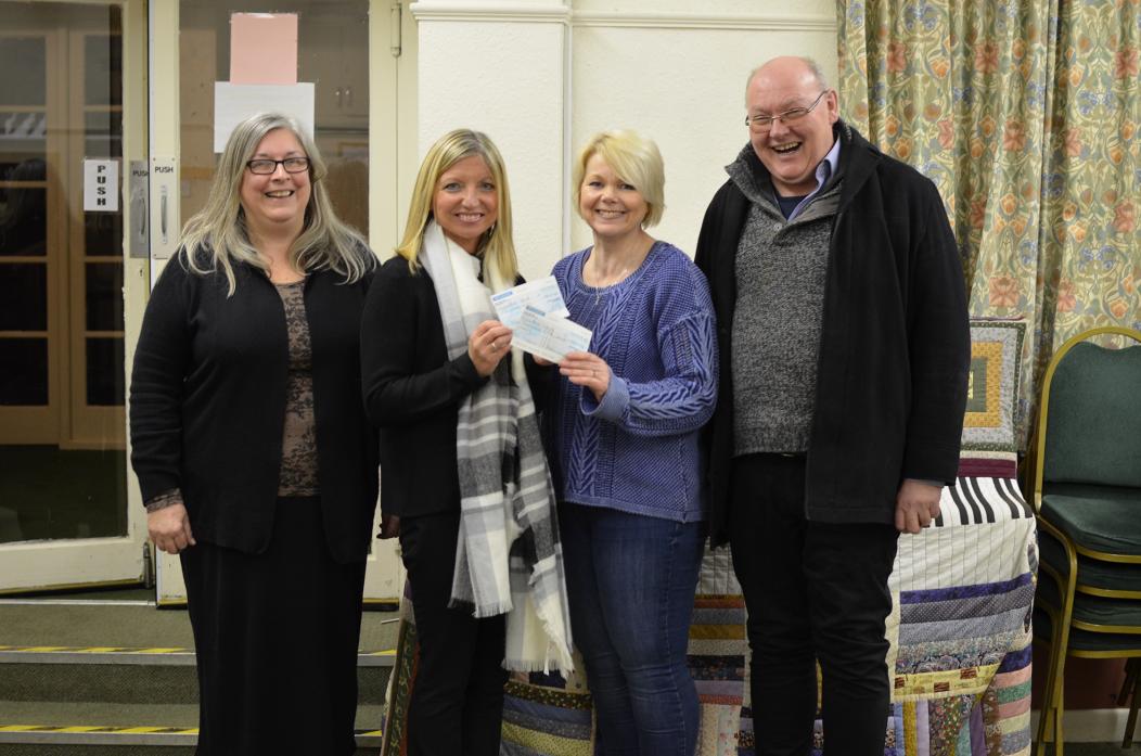 CASH BOOST: Gainford Primary School headteacher Chris Riley was presented with a cheque by Gainford and Langton Parish Council’s chairwoman Cllr Lisa Johnstone, with Cllr Sarah Hannan, left, and Cllr Mark Charge happy to help