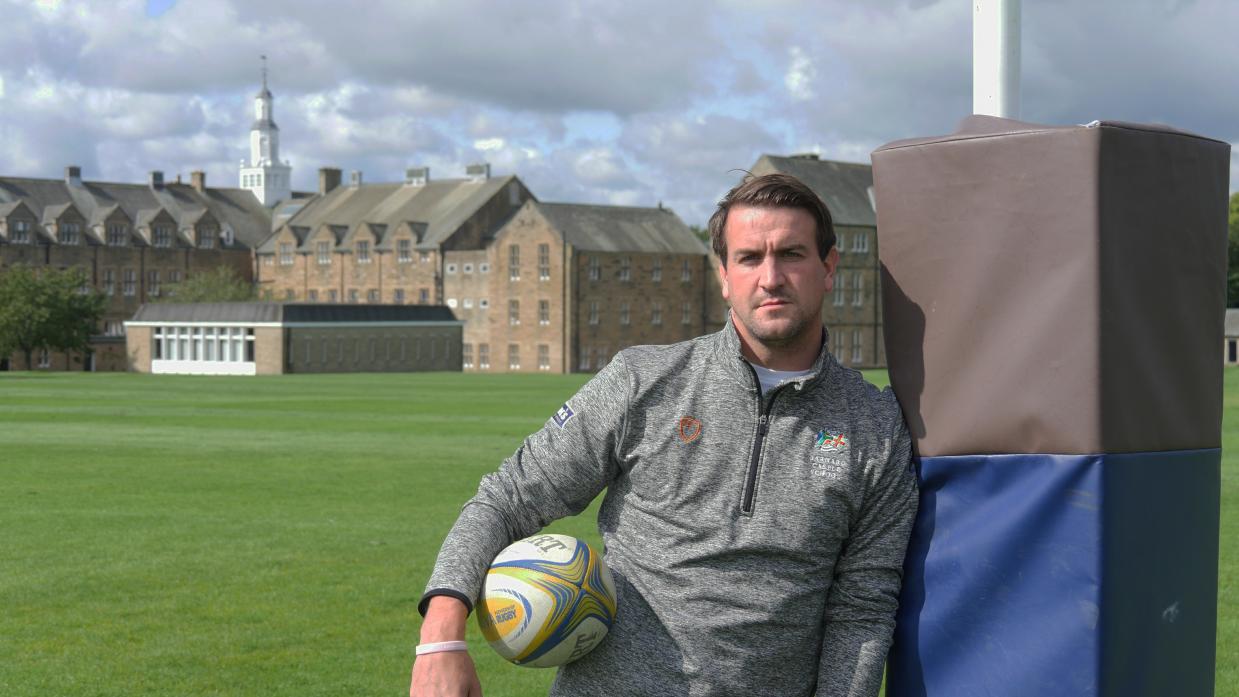 STRONG SKILLS: Lee Dickson, 34, has returned to Barney School where he learnt the skills that helped make him a rugby star