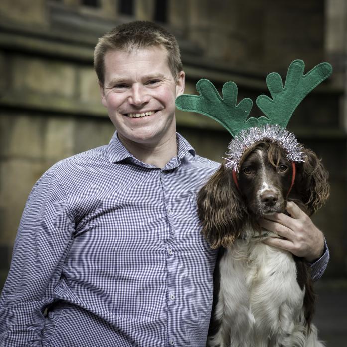 FESTIVE FUNDRAISER: Jonathan Wallis with mabel are already in the festive spirit