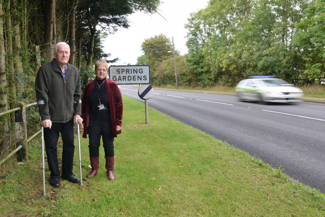 County councillors Stephen Hugill and Heather Smith are funding a gateway scheme at Spring Gardens to slow traffic