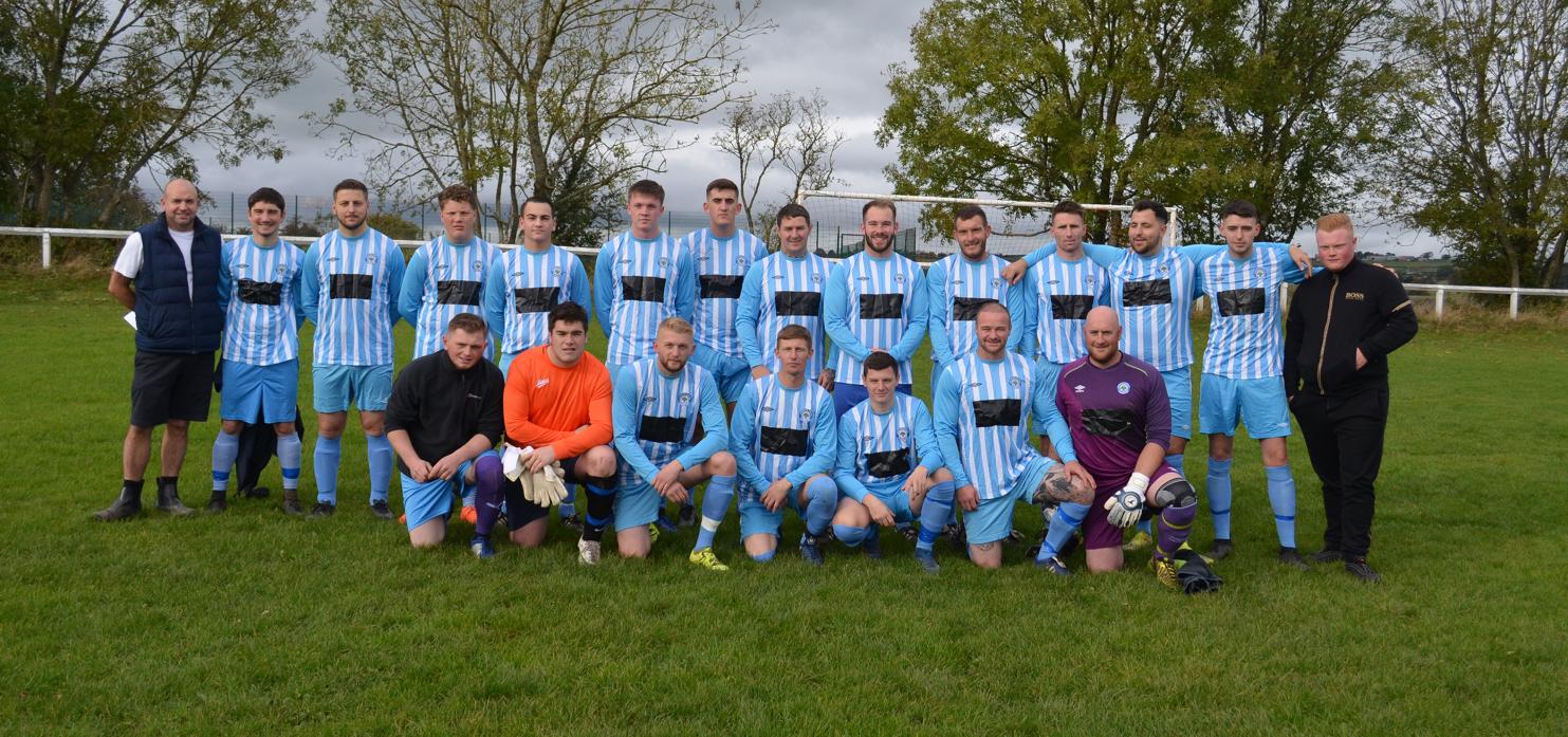 LINING UP: The Evenwood Town squad before Saturday’s game against Heighington