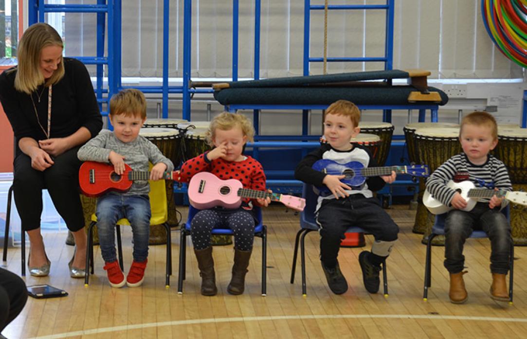 ON SONG: Children from nursery and reception classes at Middleton-in-Teesdale School perform to family and friends            TM pic