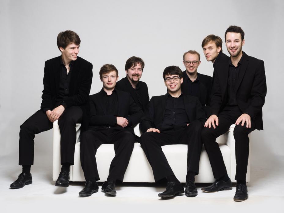 SIX APPEAL: The Gesualdo Six, pictured with musical director Owain Park, will hold a workshop with youngsters before a performance at Barnard Castle School