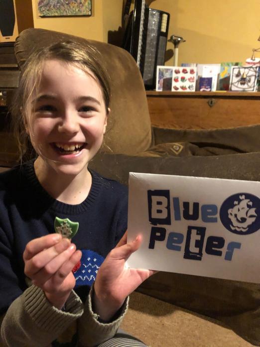 HONOURED: Merry Lambert-Sams was delighted to be awarded a green Blue Peter badge for podcasts about the environment