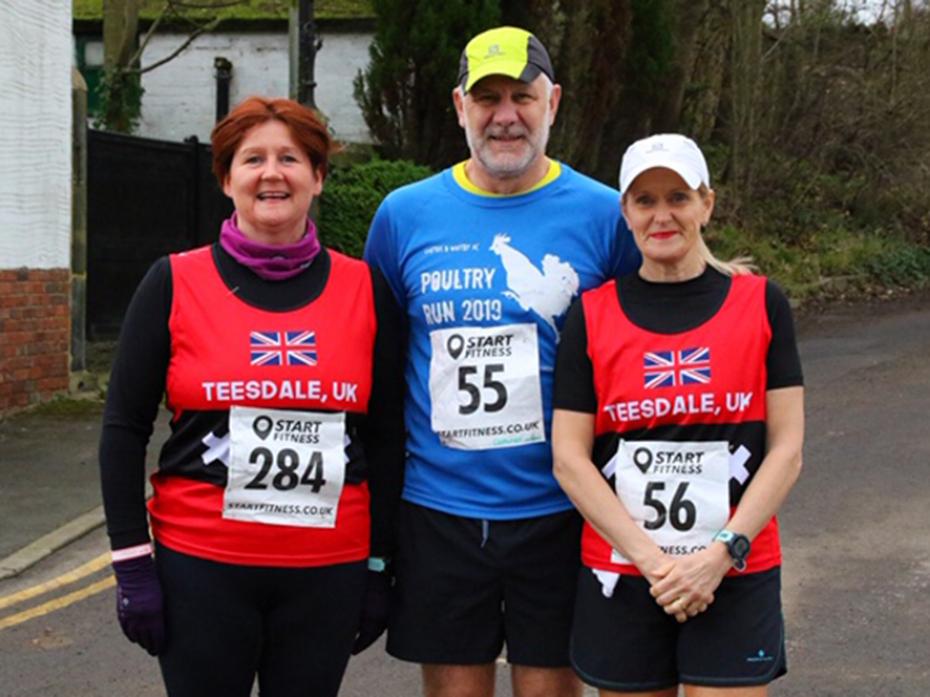 OBSTACLE COURSE: Amanda Pettitt, Andrew and Babs Crawley tackled the trail race at Hart village