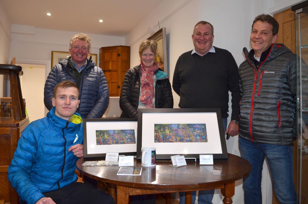 ROCK AND ROLL: Mural Group members with some of the fundraising merchandise. From left Charlie Ing, John and Jennie White, Paul Ing and John Trevor 			             TM pic