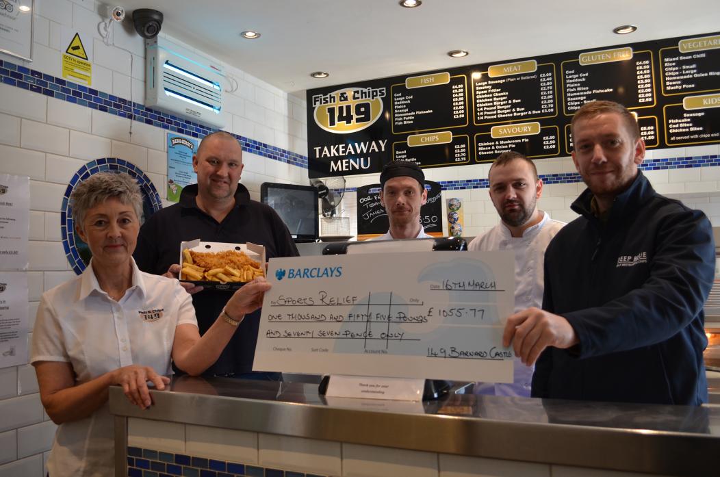 The week’s events raised £1,055.77. From left, Mandy Bird, Michael Sutherland, Michael Mott, James Teesdale and Michael Mitchinson.