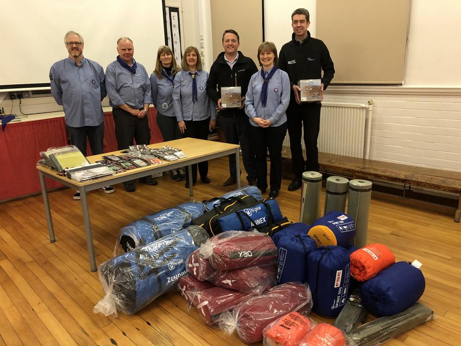 THANK YOU: Members of Butterknowle Sea Scouts with members of the Northumbrian Water project team