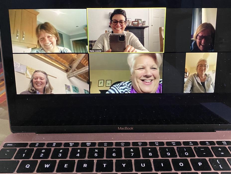VIRTUAL WI: Members of Barney WI chat via Zoom. Top, from left, Debbie Boyt, president Naila Laundy, Gillian Wood. Bottom, from left, Ann Gill, Sally Bennison and secretary Sheila Jones