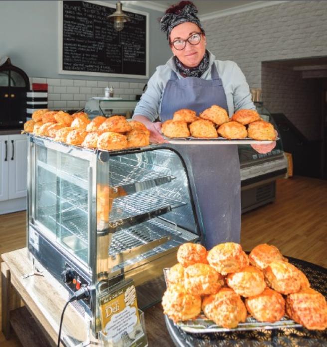 T’S ALL SCONE MAD: Shona Robinson has baked hundreds of scones and helped raise more than £800 for the TCR Hub’s care packages scheme to help the needy and vulnerable