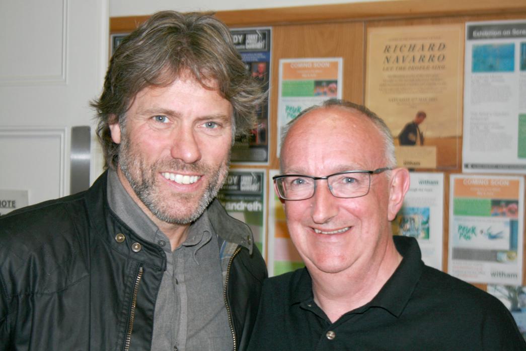 ALL SMILES: Peter Dixon with John Bishop, one of the many well known names he has brought to Teesdale