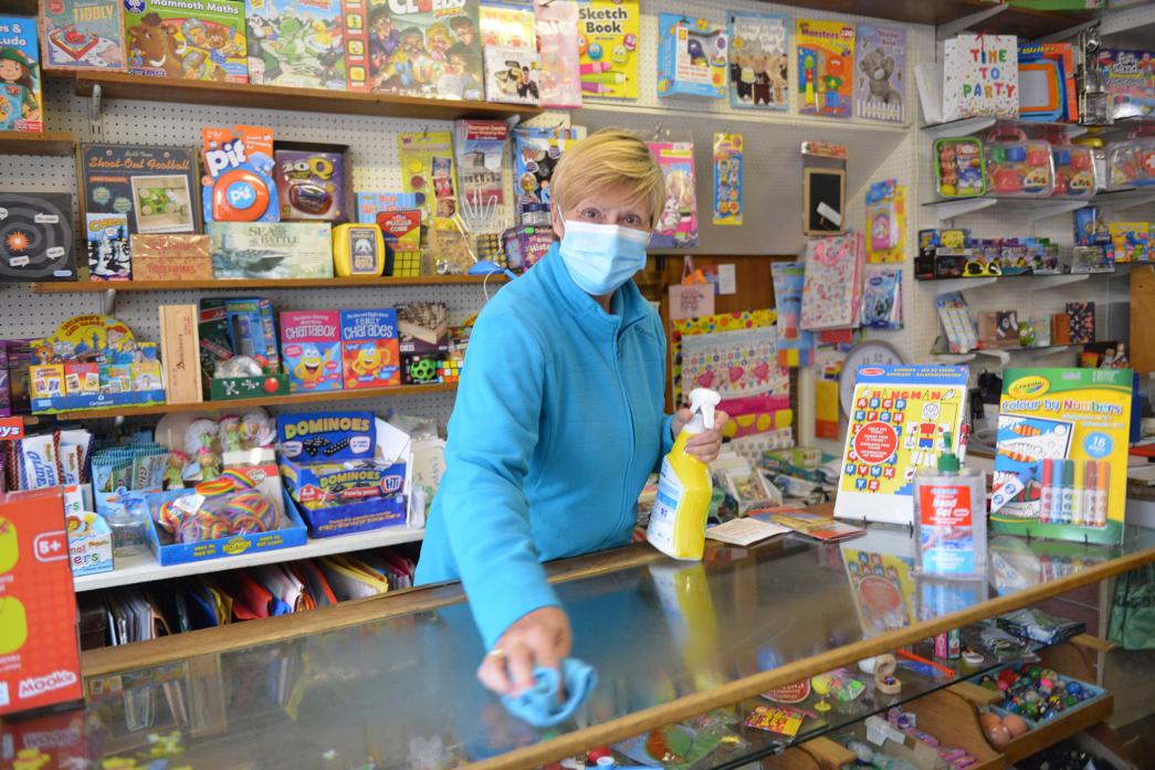 SHOP RULES: Mel Wade, of Connelly’s Toy Shop, says customers are generally respectful of guidelines when coming in   TM pic