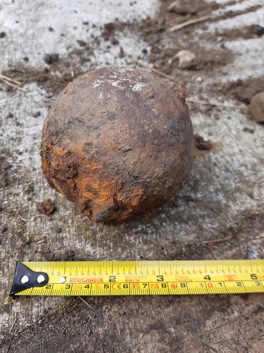 SUPRISE FIND: Jeanette Morris found this cannonball in her garden
