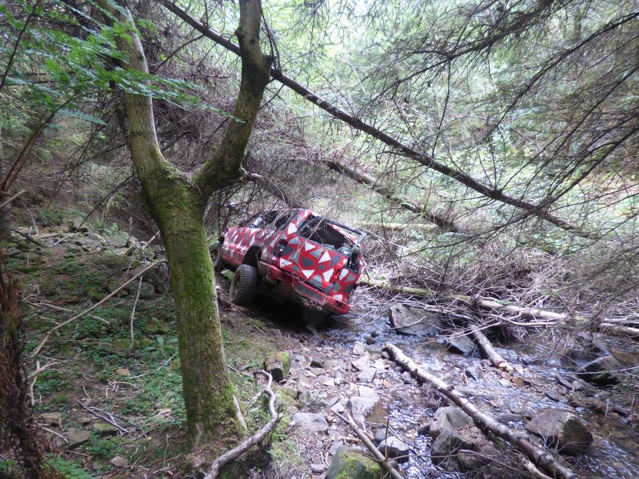 OFF ROAD: A 4x4 was abandoned after it came off a green lane and crashed into Ayhope Beck in Hamsterley Forest