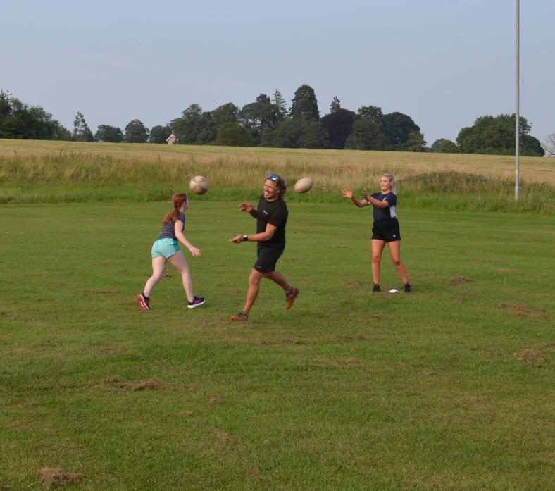 SKILLS SESSION: Des Anstey helping out with touch training sessions with ladies at Barnard Castle Rugby Club