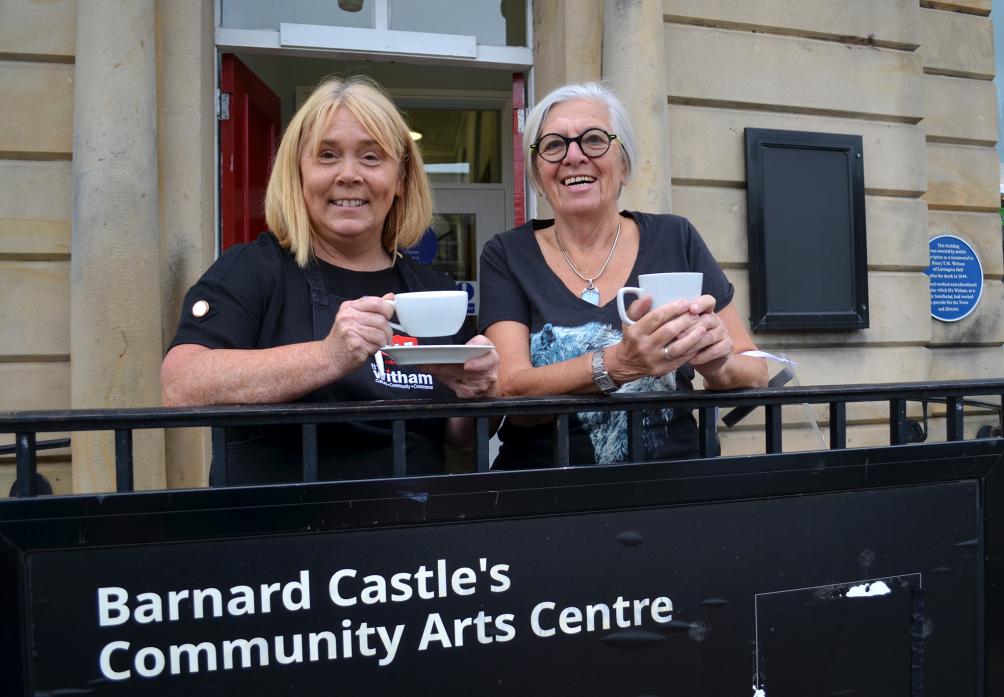 WELCOME BACK: Cafe manager Suzanne Wallace and Shelagh avery, chairwoman of trustees, enjoy a cuppa at The Witham, which has reopened after the lockdown