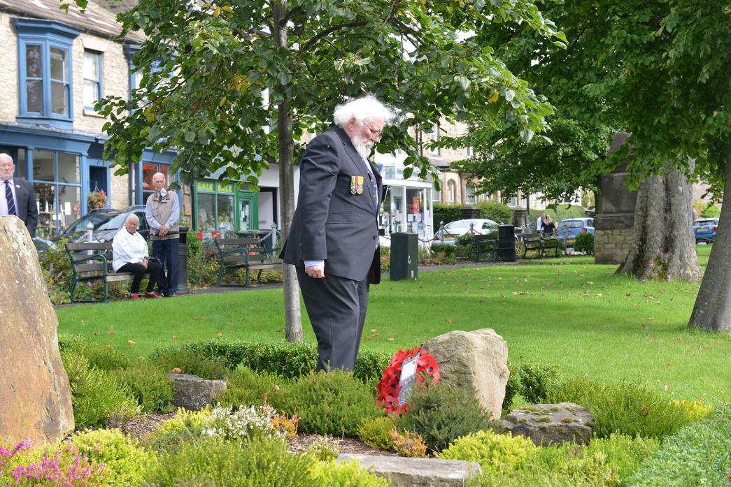 SCALED BACK: Capt Pat Thompson, of the Royal Fleet Auxiliary Association, during the Merchant Navy Day commemoration, in Barnard Castle
