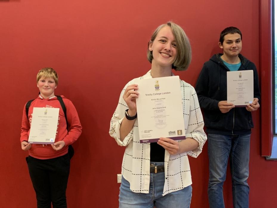 ART QUALIFICATION:  Teesdale musicians William Clerk, Kirsty McLachlan and Joe Sammut have received an art award for a series of challenges they completed during lockdown