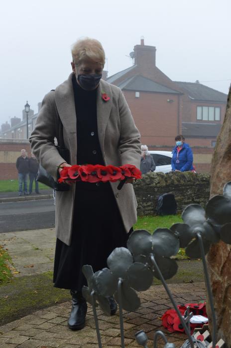FOR THE CHILDREN: County councillor Heather Smith laid a wreath on behalf of the pupils of Ramshaw School.
