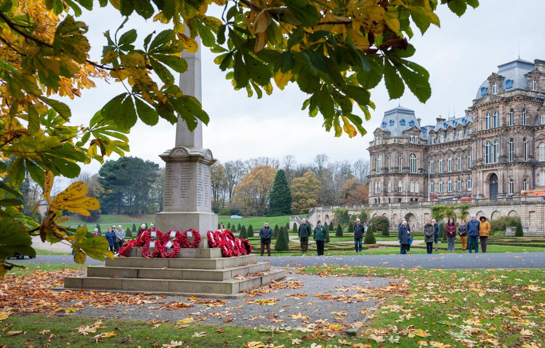 PAYING RESPECTS: A small number of people gathered at the cenotaph at The Bowes Museum on Armistice Day